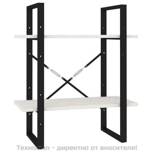 2-етажна библиотека, бяла, 60x30x70 см, борово дърво масив