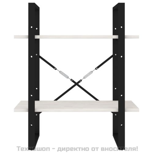 2-етажна библиотека, бяла, 60x30x70 см, борово дърво масив