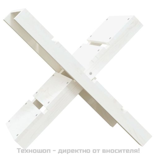 Поставка за дърва, бяла, 47x39,5x48 см, борово дърво масив