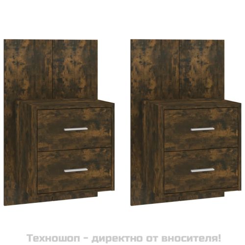 Нощни шкафчета за стенен монтаж, 2 бр, опушен дъб