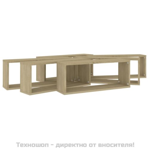 Стенни кубични рафтове, 6 бр, дъб сонома, 60x15x23 см