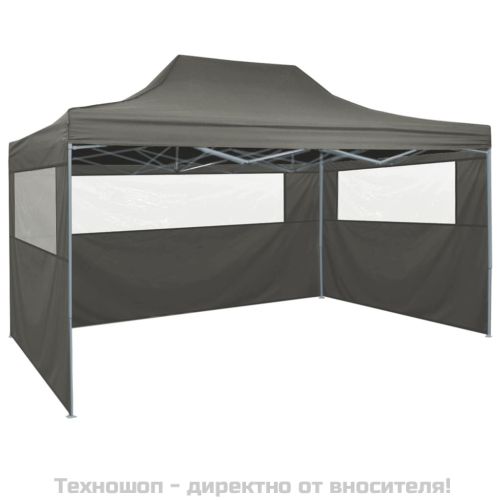 Сгъваема парти шатра с 4 странични стени 3х4 м стомана антрацит