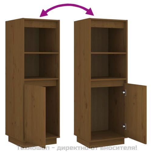 Висок шкаф, меденокафяв, 37x34x110 см, борово дърво масив