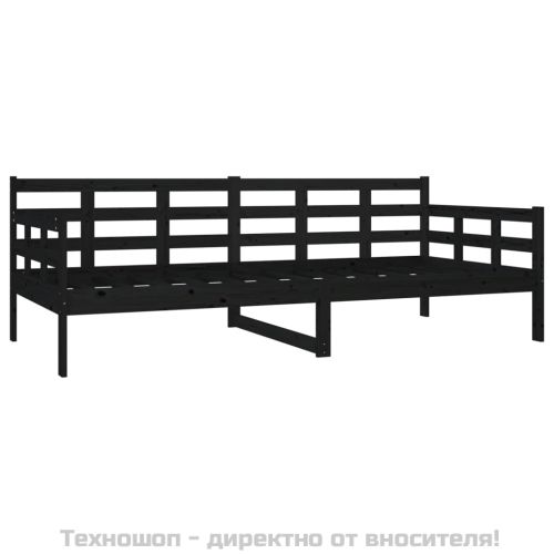 Дневно легло без матрак, черен, борово дърво масив, 90x200 см