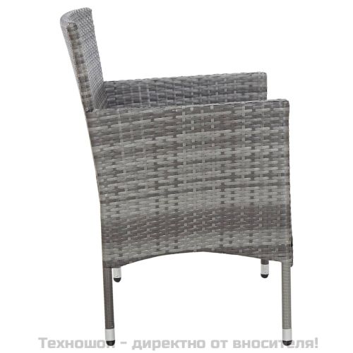 Градински комплект с възглавници, 4 части, полиратан, сив