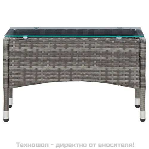 Градински комплект с възглавници, 4 части, полиратан, сив