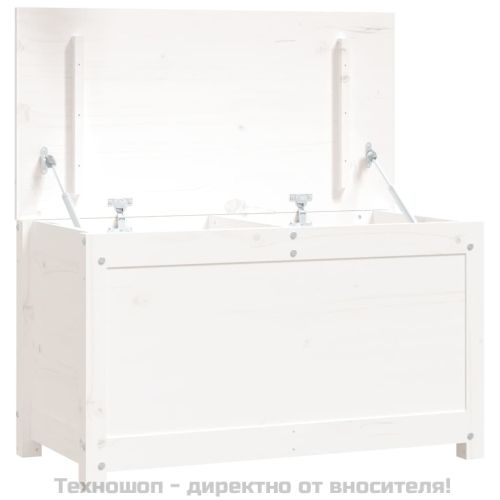 Кутия за съхранение, бяла, 80x40x45,5 см, борово дърво масив