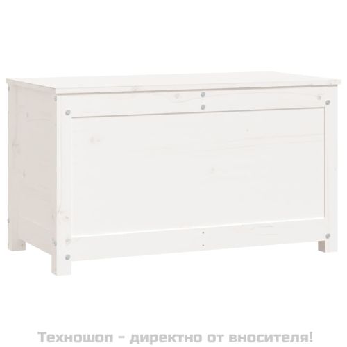 Кутия за съхранение, бяла, 80x40x45,5 см, борово дърво масив