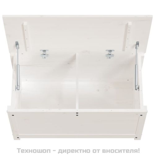 Кутия за съхранение, бяла, 80x40x45,5 см, борово дърво масив