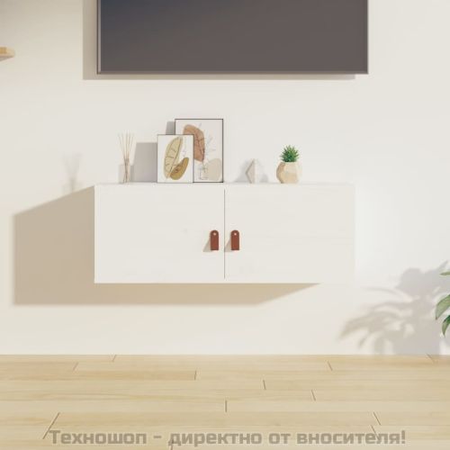 Стенен шкаф, бял, 80x30x30 см, борово дърво масив