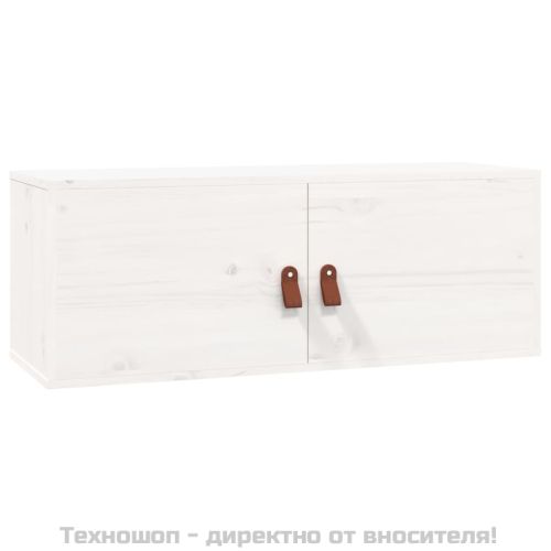 Стенен шкаф, бял, 80x30x30 см, борово дърво масив