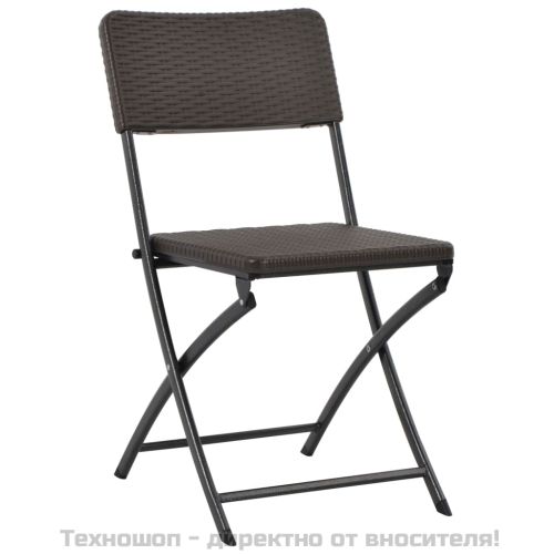 Сгъваеми градински столове, 2 бр, HDPE и стомана, кафяви