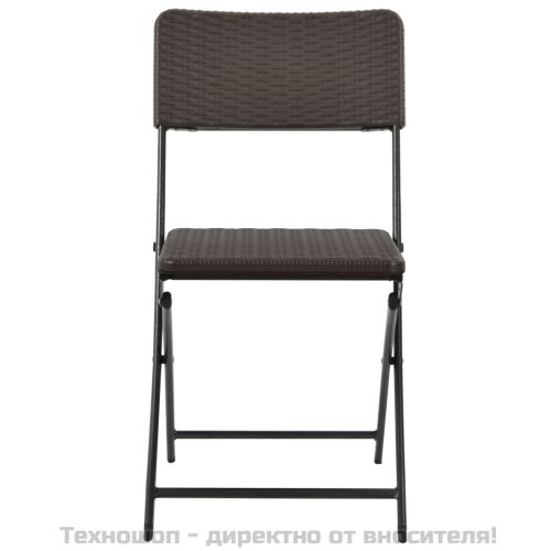 Сгъваеми градински столове, 2 бр, HDPE и стомана, кафяви