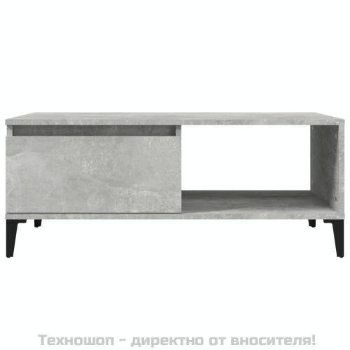 Маса за кафе, бетонно сива, 90x50x36,5 см, инженерно дърво