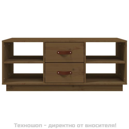Кафе маса, меденокафява, 100x50x41 см, борово дърво масив