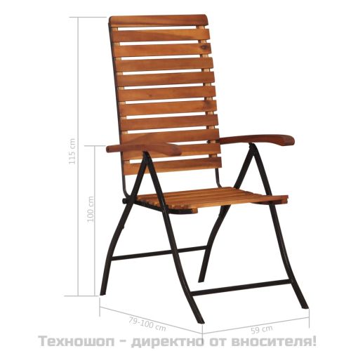 Накланящи се градински столове, 2 бр, акациево дърво масив
