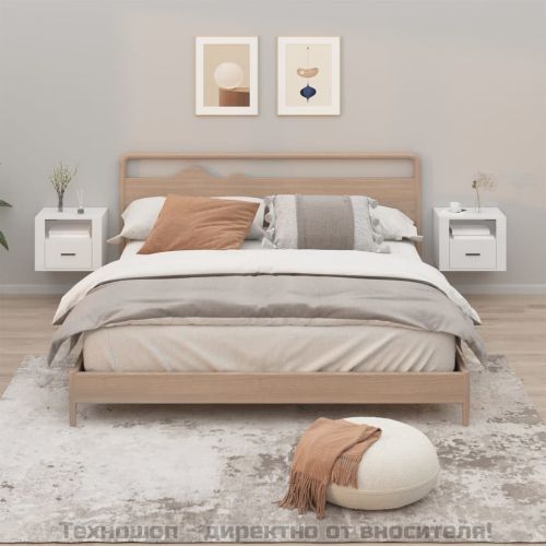 Нощни шкафчета за стенен монтаж, 2 бр, бели, 50x36x40 см