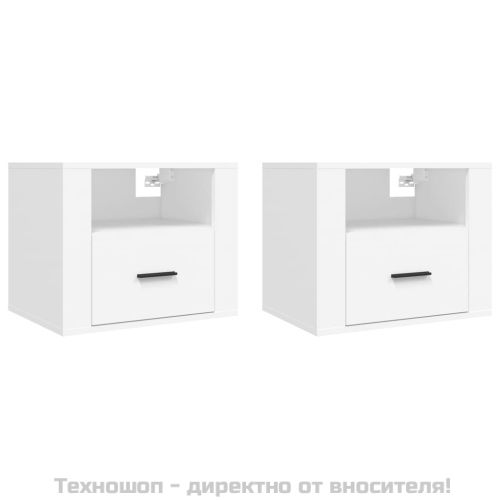 Нощни шкафчета за стенен монтаж, 2 бр, бели, 50x36x40 см