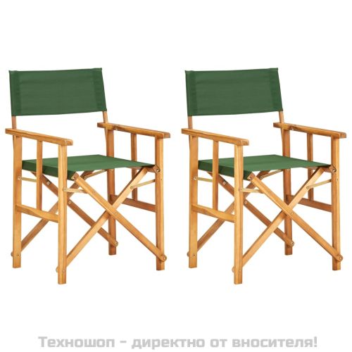 Режисьорски столове, 2 бр, акациево дърво масив, зелени