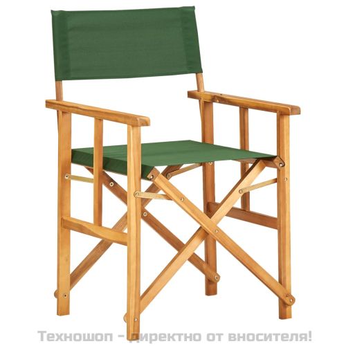 Режисьорски столове, 2 бр, акациево дърво масив, зелени
