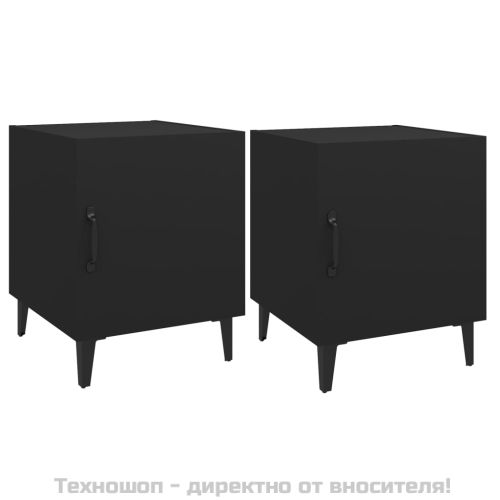 Нощни шкафчета, 2 бр, черни, инженерно дърво