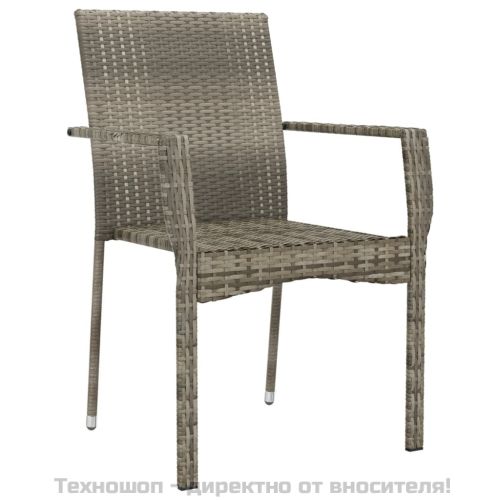 Градински столове с възглавници, 4 бр, полиратан, сиви