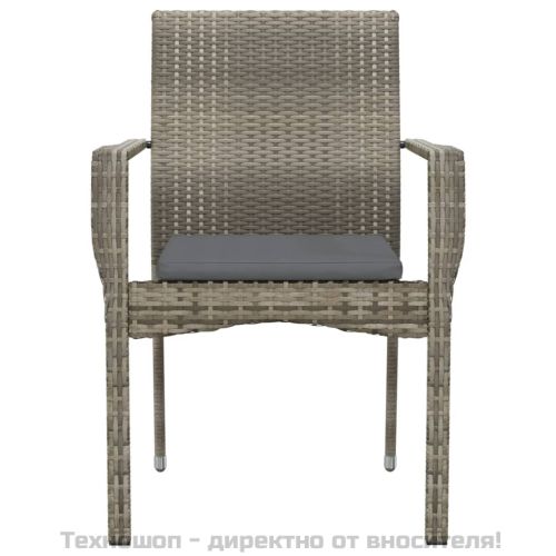 Градински столове с възглавници, 4 бр, полиратан, сиви