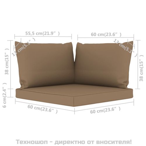 Палетни възглавници, 3 бр, таупе, Оксфорд плат