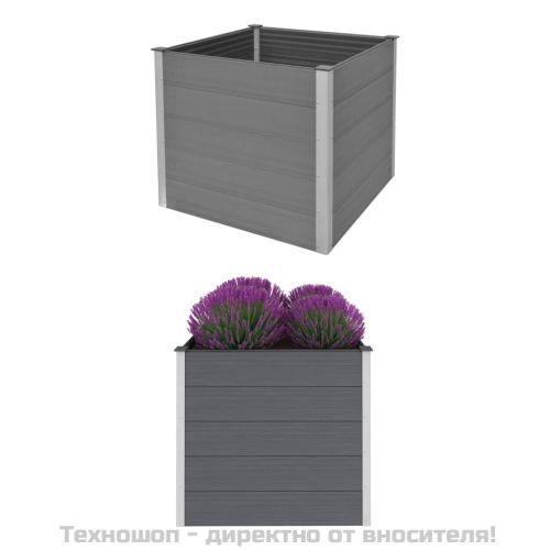 Градинска повдигната леха, WPC, 100x100x91 см, сива