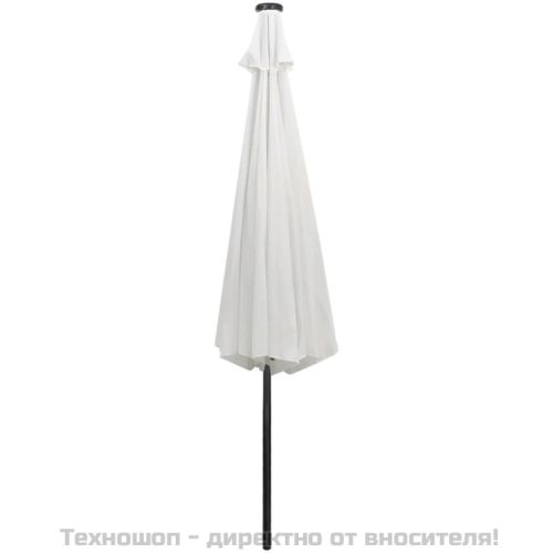 LED конзолен градински чадър 3 м пясъчнобял