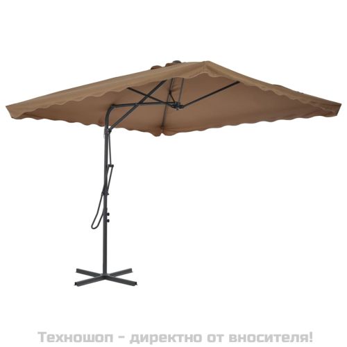 Градински чадър със стоманен прът, 250x250 см, таупе