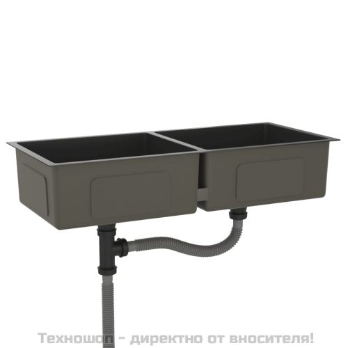 Ръчно изработена кухненска мивка, черна, неръждаема стомана