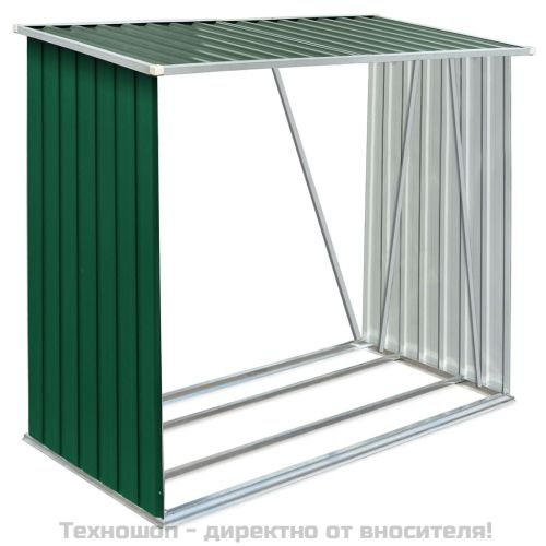 Навес за дърва, поцинкована стомана, 163x83x154 см, зелен