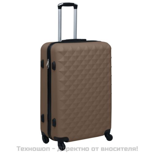 Твърд куфар с колелца, кафяв, ABS