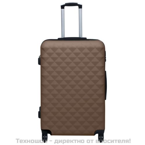 Твърд куфар с колелца, кафяв, ABS