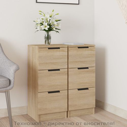 Сайдборди, 2 бр, дъб сонома, 30x30x70 см, инженерно дърво