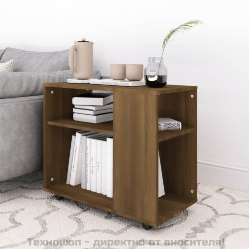 Странична маса, кафяв дъб, 70x35x55 см, инженерно дърво