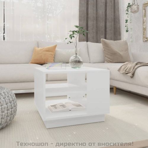 Кафе маса, бяла, 55x55x43 см, инженерно дърво