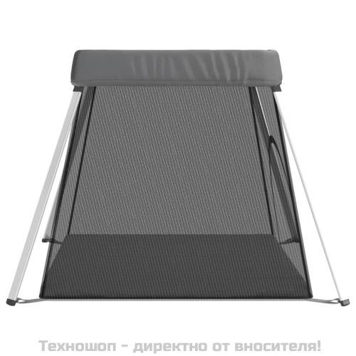 Бебешка кошара с матрак, тъмносива, ленен плат