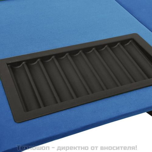 Покер маса за 10 играча с поставка за чипове синя 160x80x75 см