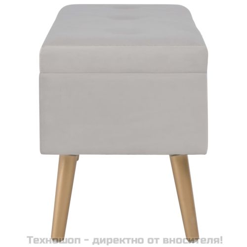 Пейка с отделение за съхранение, 80 см, сиво кадифе