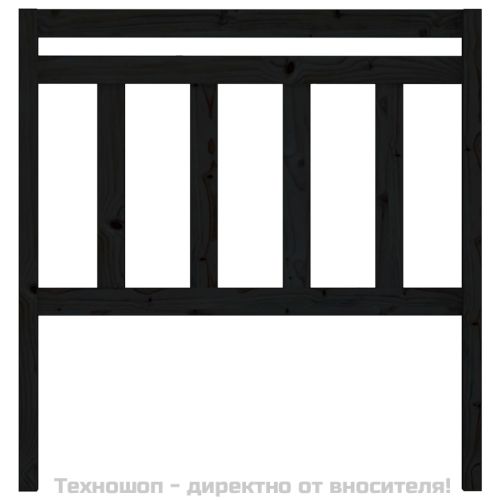 Горна табла за легло, черна, 96x4x100 см, бор масив