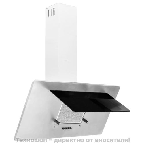 Стенен абсорбатор, 90 см, инокс и закалено стъкло, сребрист