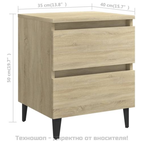 Нощни шкафчета, 2 бр, дъб сонома, 40x35x50 см, инженерно дърво
