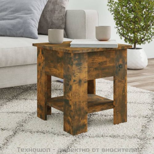 Маса за кафе, опушен дъб, 40x40x42 см, инженерно дърво