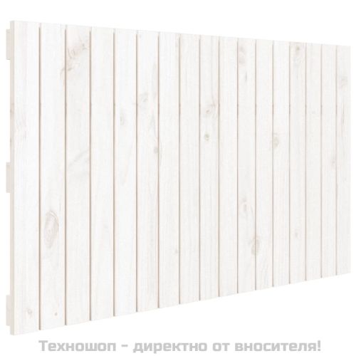 Стенна табла за спалня, бяла, 108x3x60 см, борово дърво масив