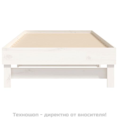 Разтегателно дневно легло, бяло, 2x(100x200) см, бор масив