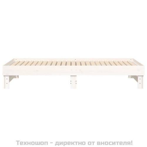 Разтегателно дневно легло, бяло, 2x(100x200) см, бор масив