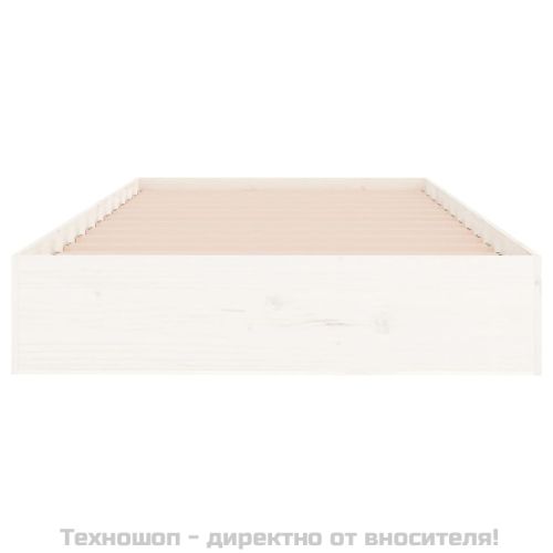 Рамка за легло, бяла, масивно дърво, 100х200 см