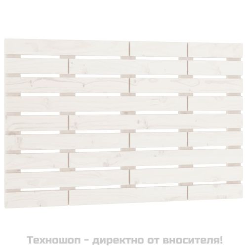 Стенна табла за спалня, бяла, 96x3x63 см, борово дърво масив